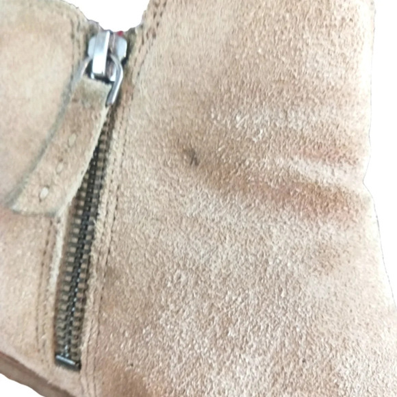 Frye Ash Suede Double Zip Tan/Beige Ankle Boots Boho Southwestern Bootie… - Picture 10 of 11